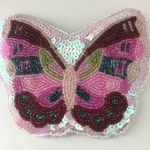 Butterfly Beaded Mini Purse, Multi Colored, Zipped